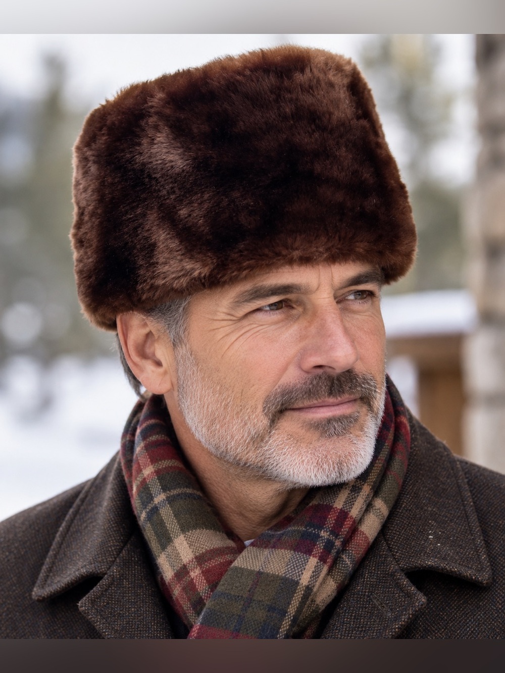 VTG 70’s Men’s Mouton Fur Cossack Hat Brown Genuine Lamb Made in Canada